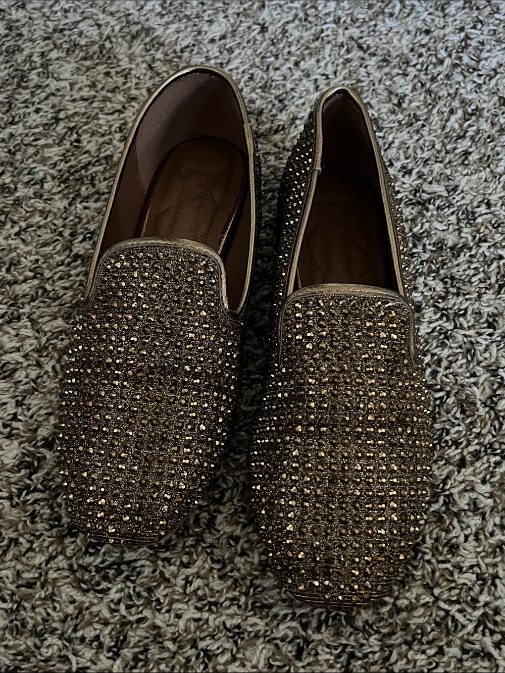 Kurt Geiger Bronze Crystal-Embellished Slip-On Loafers